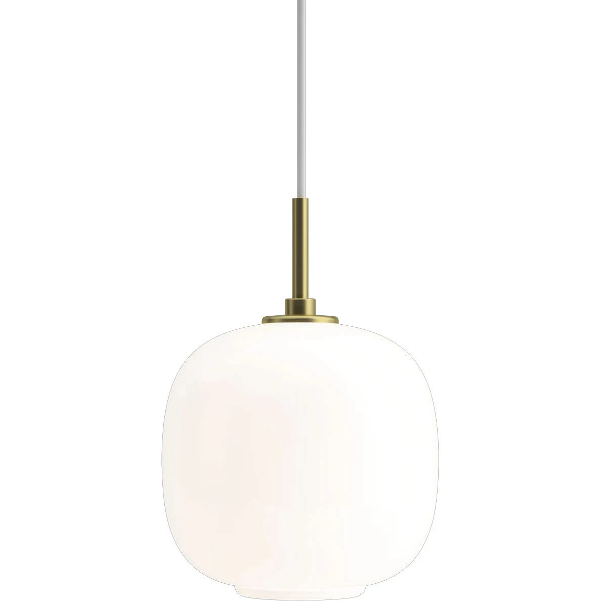 Louis Poulsen Vl 45 Radiohus Pendel Brass/glossy White Opal Glass Ø 175 - Pendellampor Munblåst Opalglas Vit