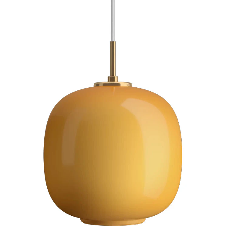 Louis Poulsen Vl45 Radiohus Pendel 250 Mm Mässing / Glossy Amber - Pendellampor Munblåst Opalglas Bärnsten