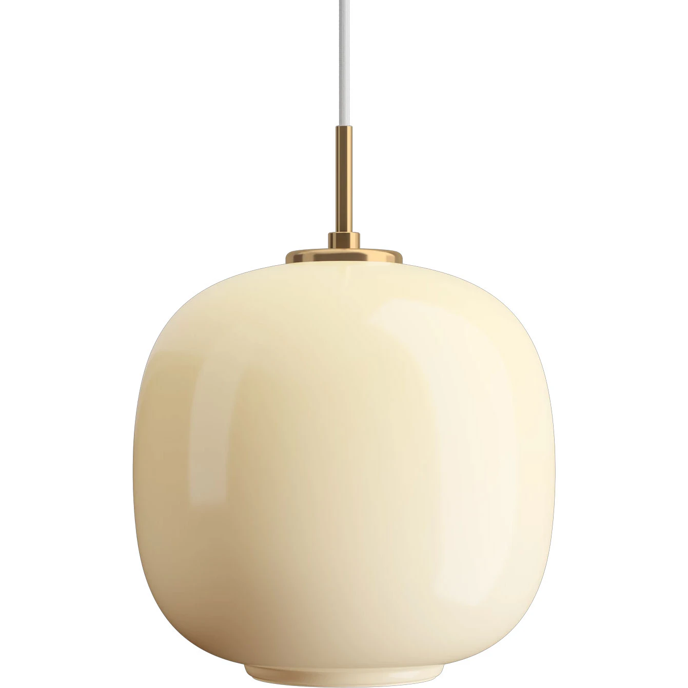 Louis Poulsen Vl45 Radiohus Pendel 250 Mm Mässing / Glossy - Pendellampor Munblåst Opalglas Pale Yellow