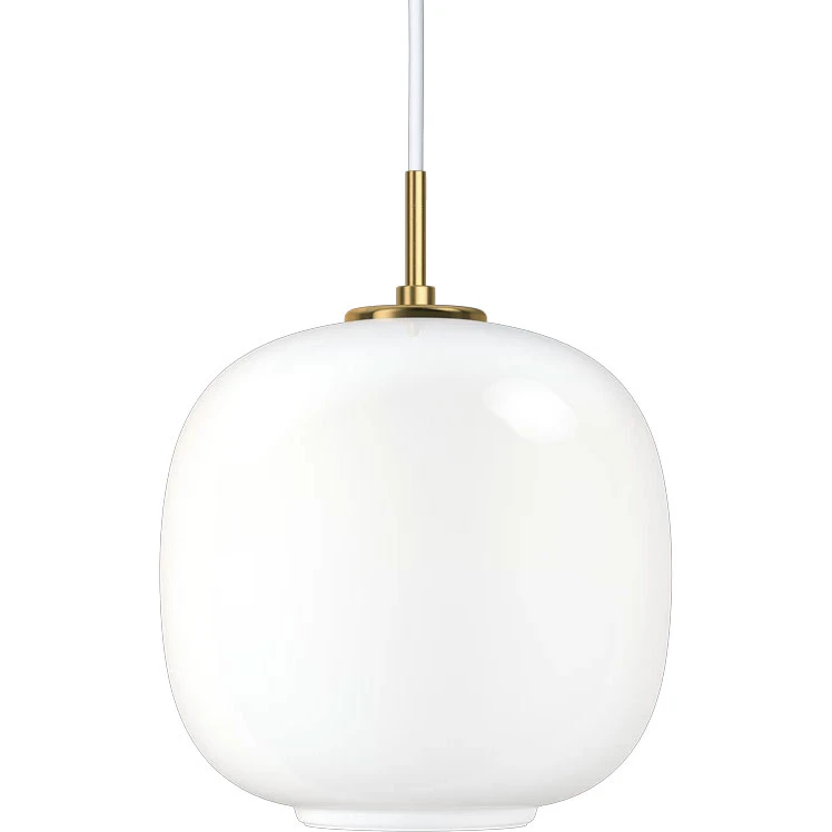 Louis Poulsen Vl45 Radiohus Pendel 250 Mm Mässing / Glossy White - Pendellampor Munblåst Opalglas Vit