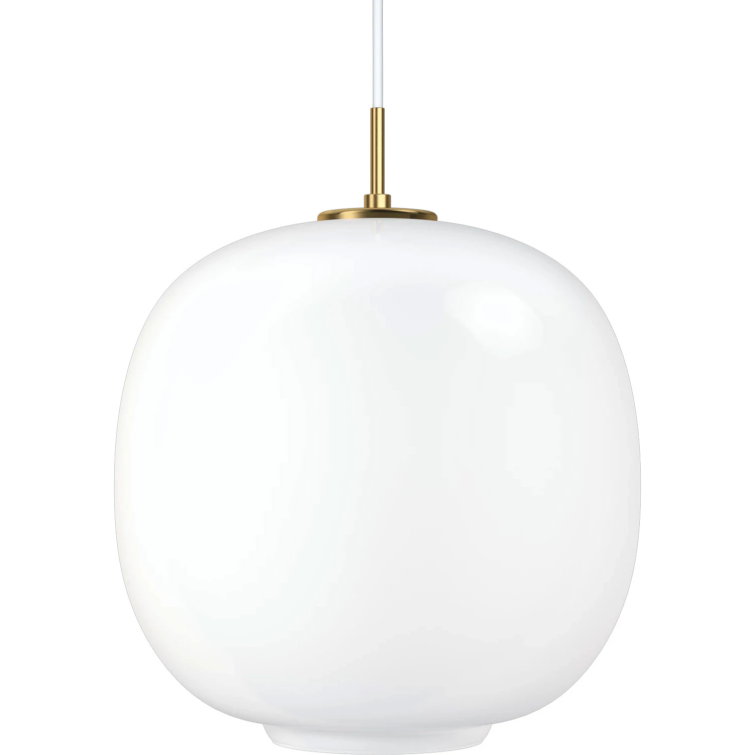 Louis Poulsen Vl45 Radiohus Pendel 370 Mm Mässing / Glossy White - Pendellampor Munblåst Opalglas Vit