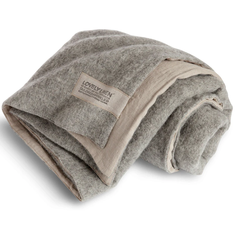 Lovely Ullpläd 140x220 cm, Natural Beige / Grå