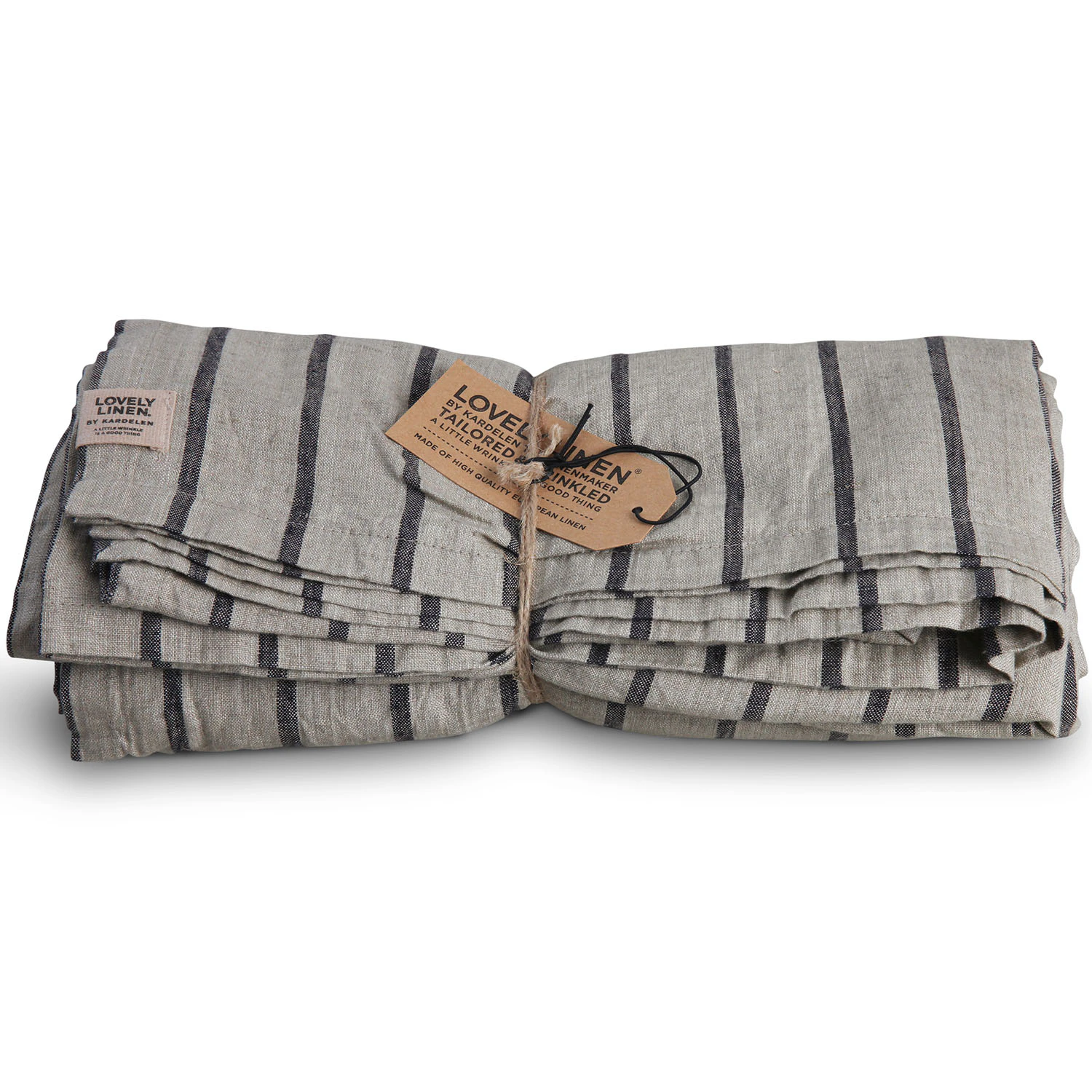 Lovely Linen Misty Bordsduk Randigt Mönster 145x300 Cm - Dukar & löpare Linne Black Stripe