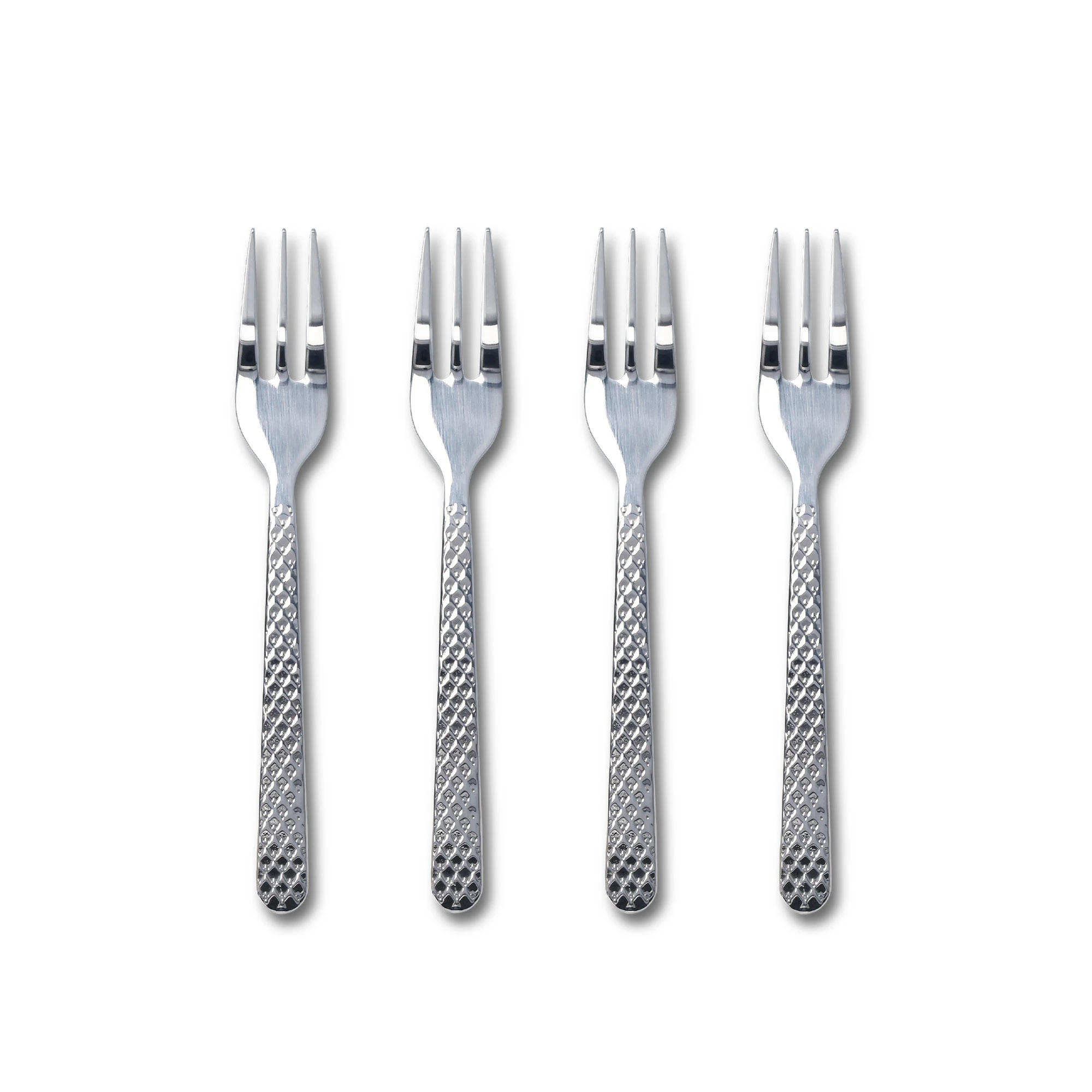 lyngby porcelæn rhombe tårtgaffel 4-pack - återvunnet stål