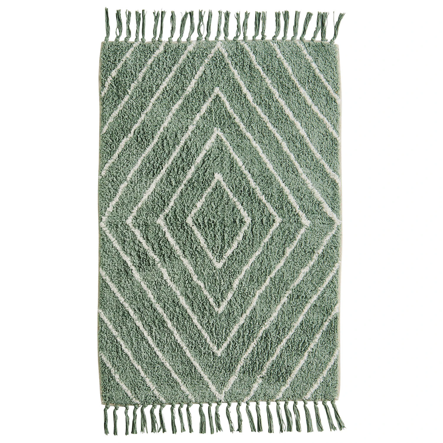 Madam Stoltz Badrumsmatta 60x90 Cm Dusty Green/off-white - Badrumsmattor Bomull Grön