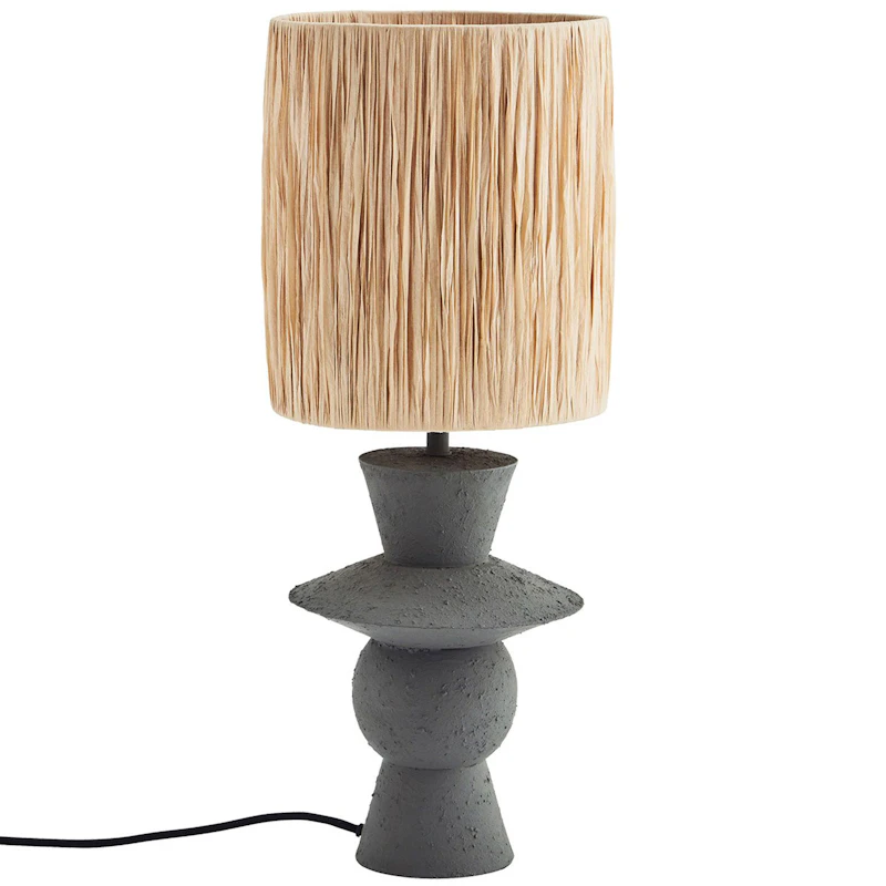Bordslampa Raffia / Järn, Grå