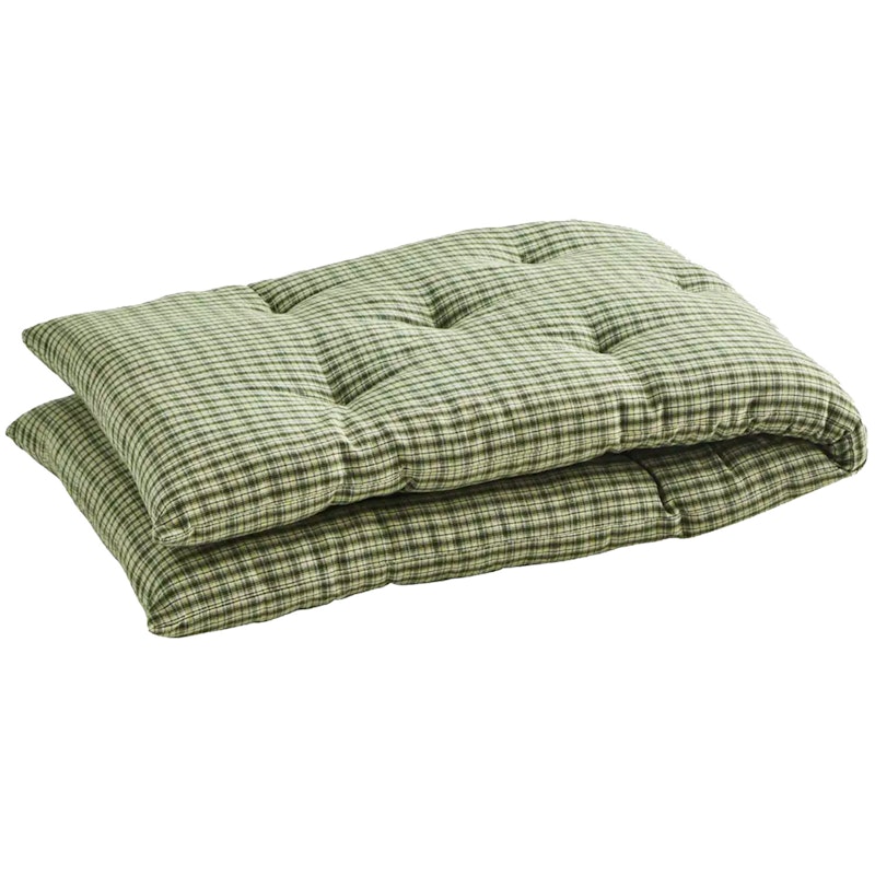 Checked woven cotton mattress Sittdyna 45x125 cm, Grön
