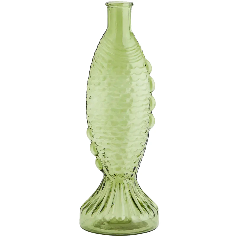 Fish Glasvas 30 cm, Grön