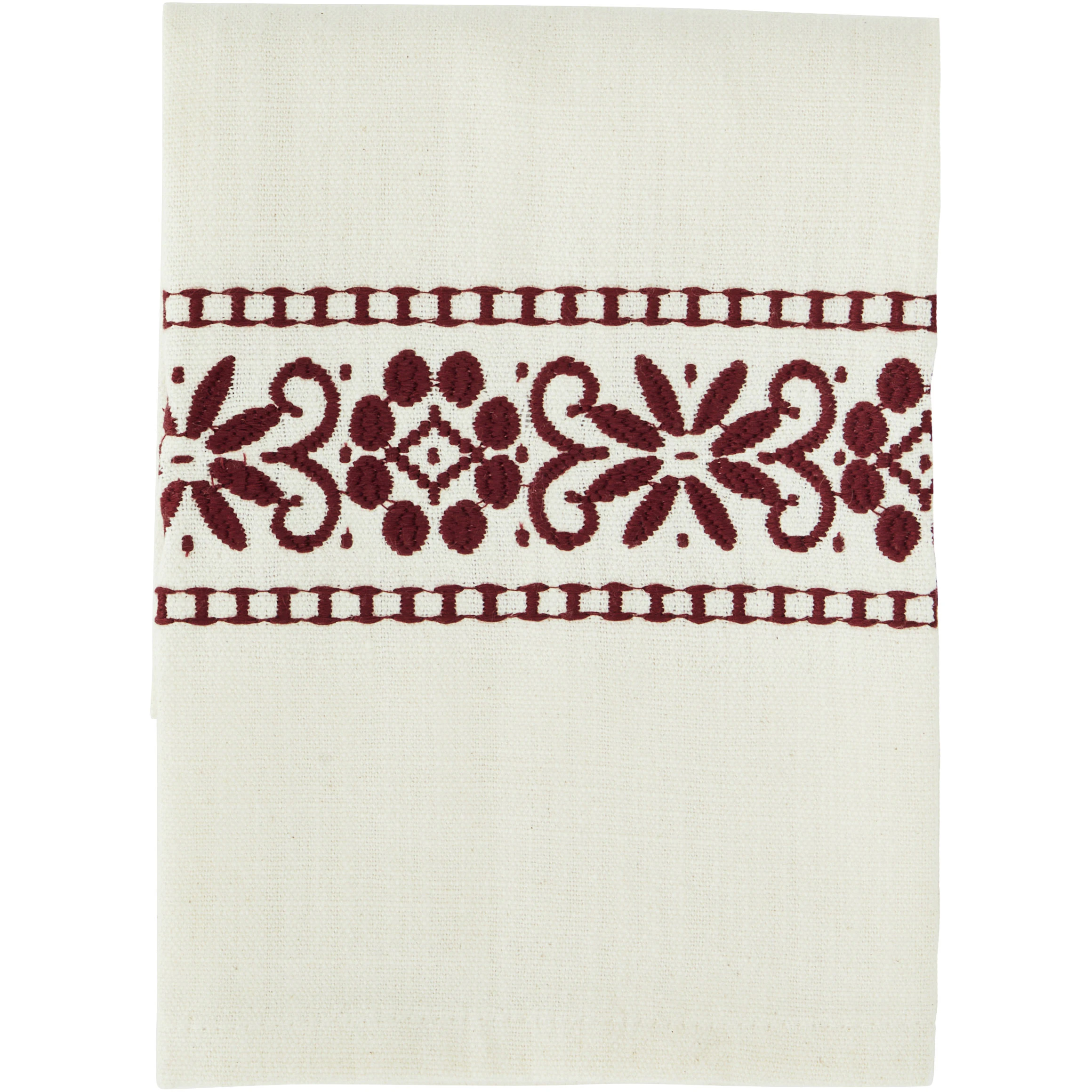 Madam Stoltz Kökshandduk Broderad 45x70 Cm Off-white / - Kökshanddukar Bomull Röd