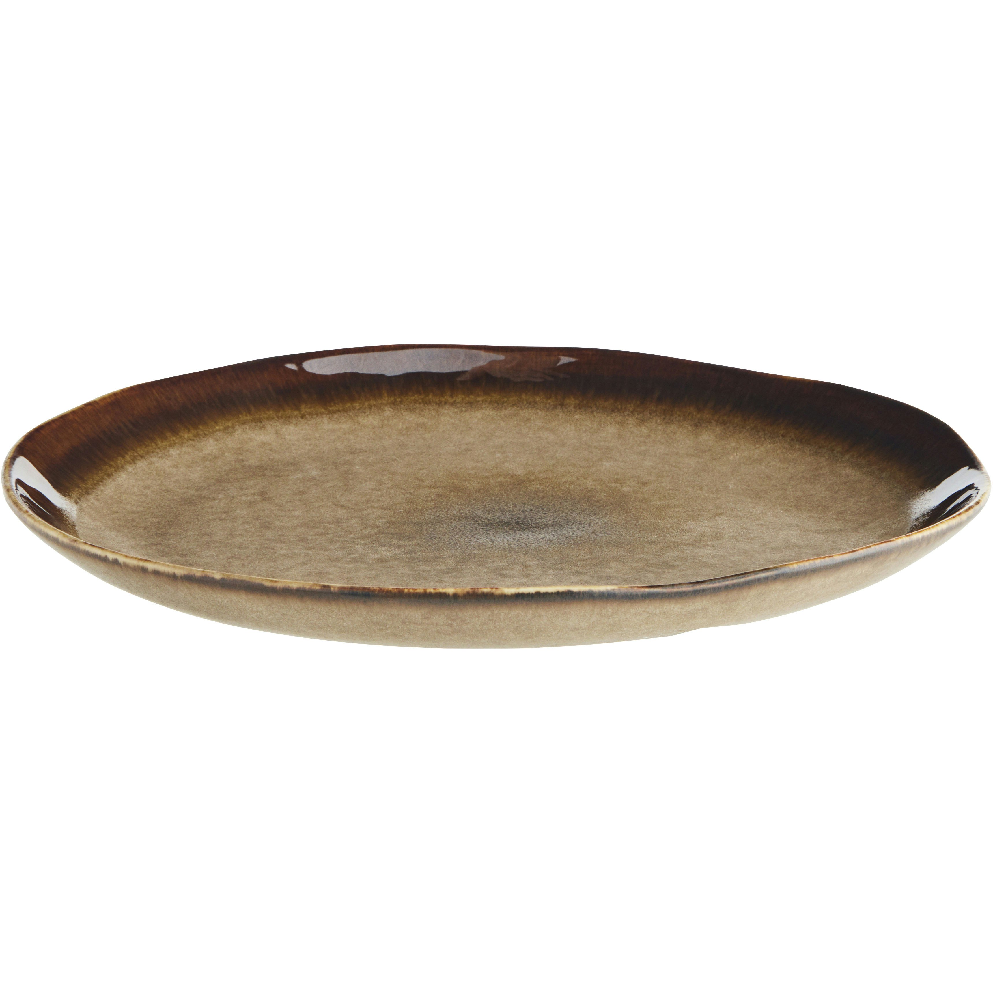 madam stoltz middagstallrik 27 cm - stengods brun