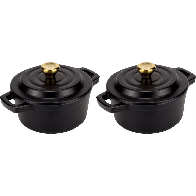 Gjutjärnsgryta Ø10 cm 2-pack, Mattsvart