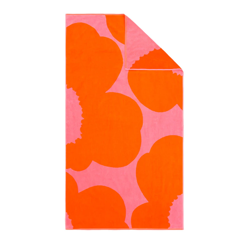Unikko Handduk 100x180 cm, Rosa / Orange Red