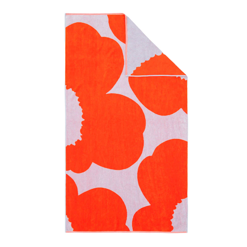 Unikko Handduk 100x180 cm, Orange / Vit