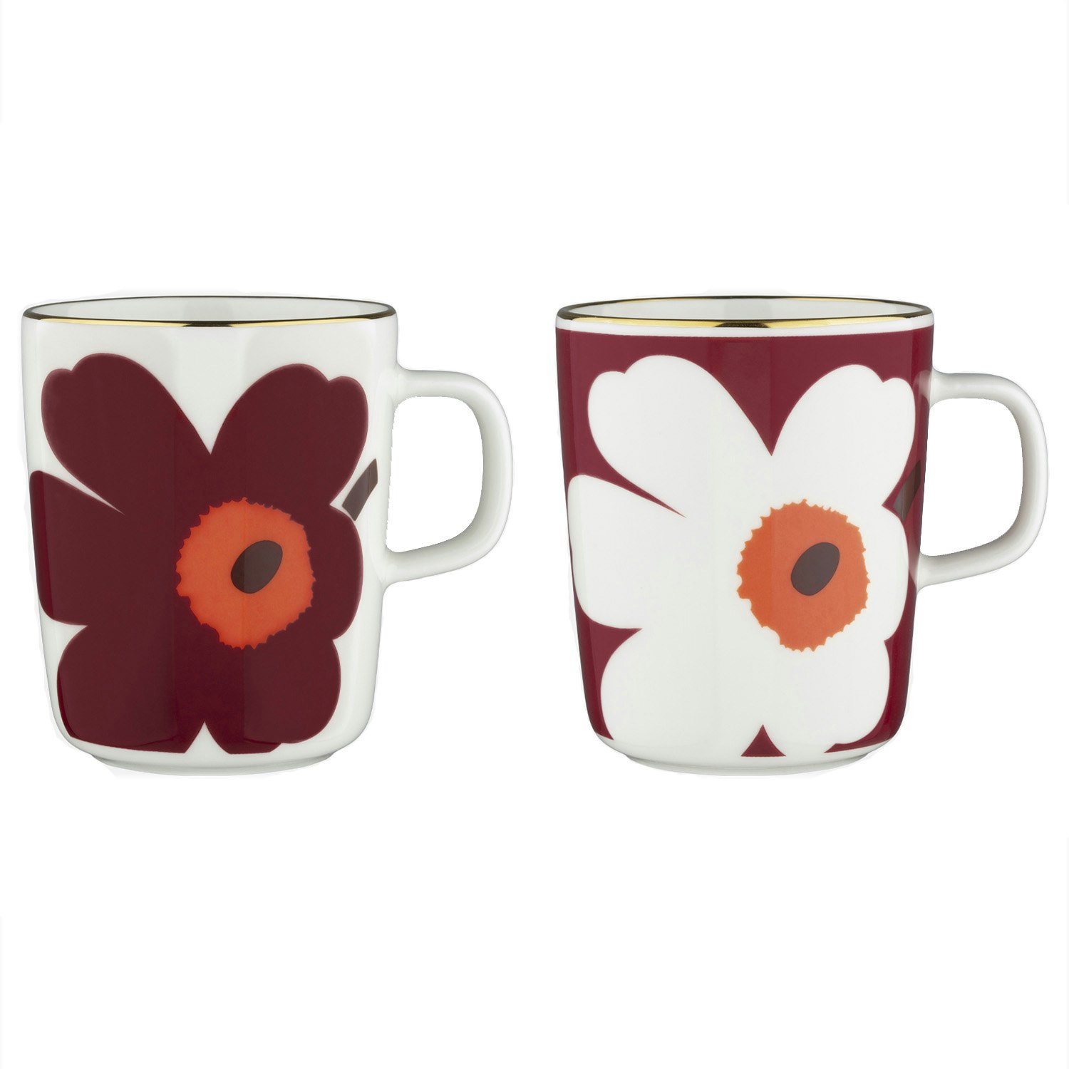 marimekko oiva juhla unikko mugg 25 cl 2-pack - stengods vit