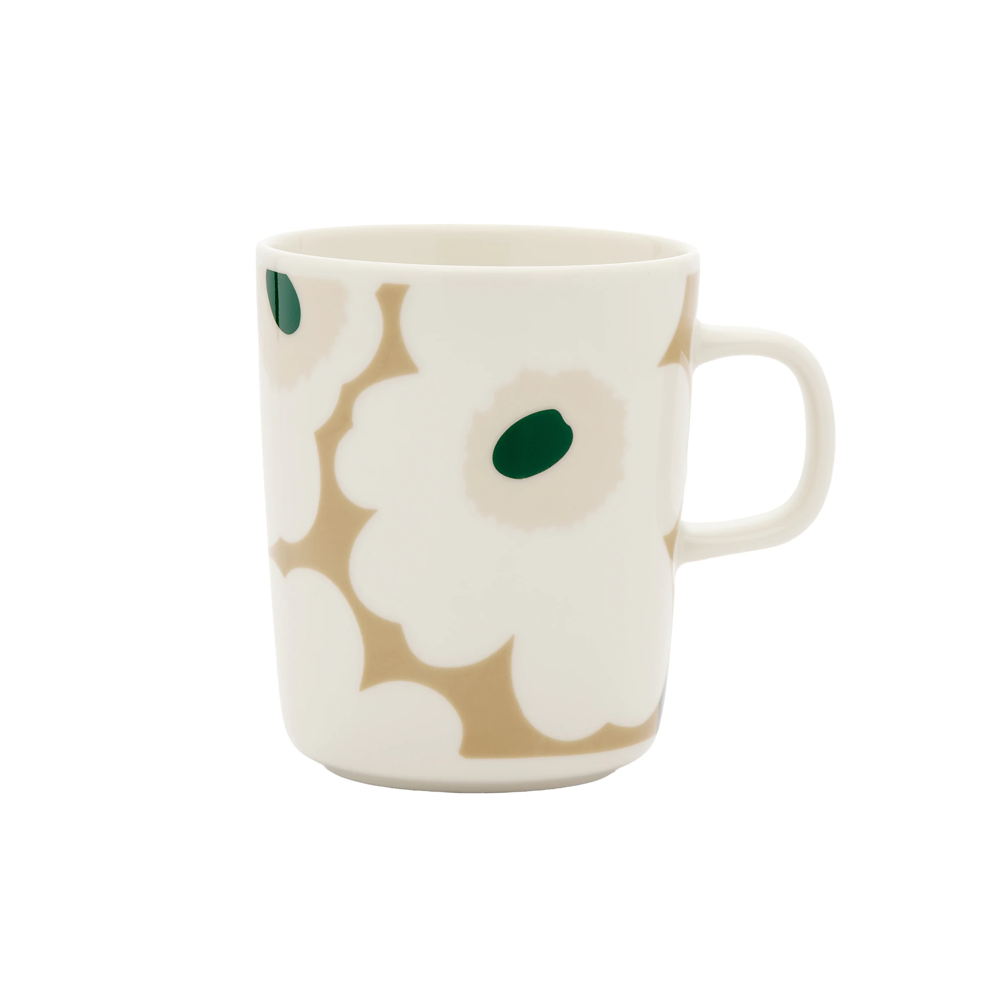Marimekko Oiva/unikko Kaffekopp 25 Cl / Light Sand - Kaffekoppar Stengods M&ouml;rkgr&ouml;n