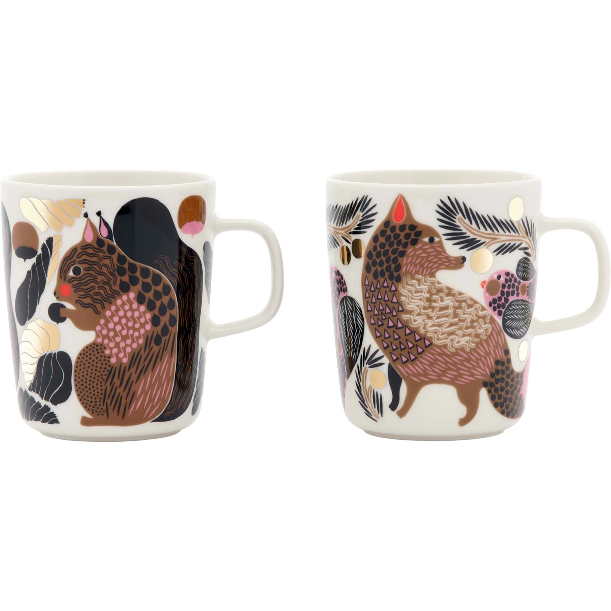 Marimekko Oiva/kurre & Ketunmarja Kaffekopp 25 Cl 2-pack - Kaffekoppar Stengods Guld