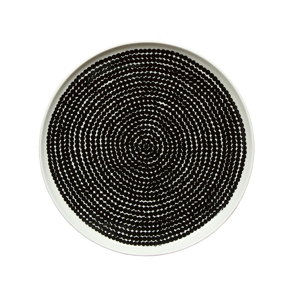 marimekko oiva/räsymatto tallrik 25 cm - stengods svart