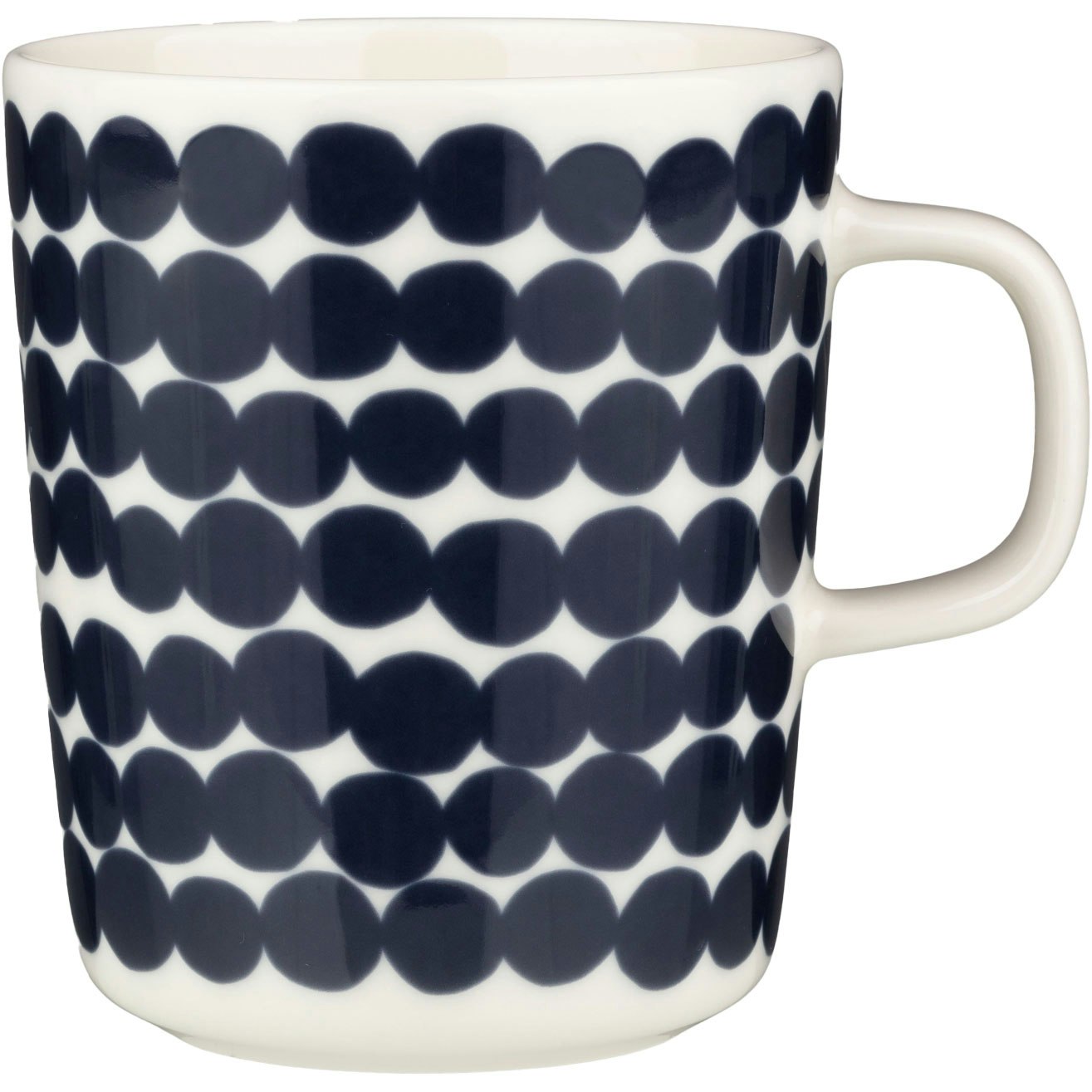 marimekko oiva/siirtolapuutarha mugg 25 cl mörkblå / - stengods vit