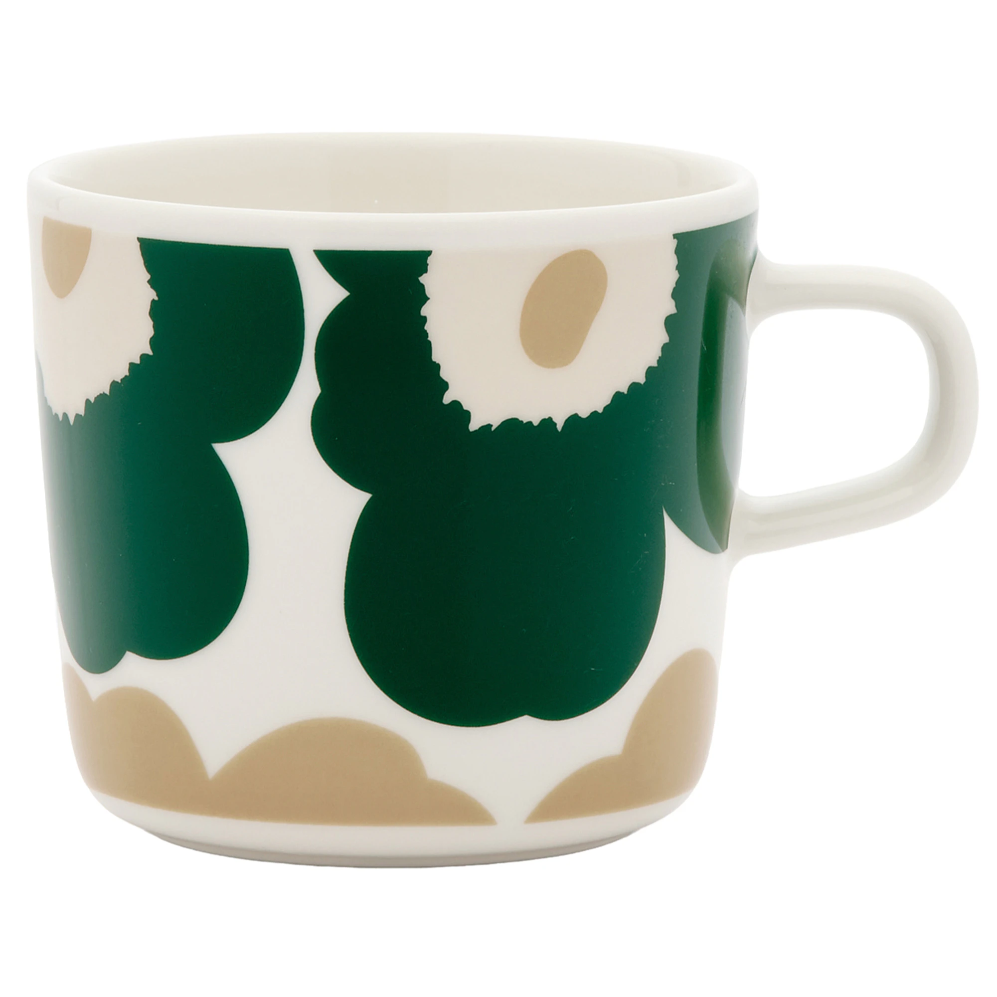 Marimekko Oiva/unikko Kopp 20 Cl / Light Sand - Kaffekoppar Stengods M&ouml;rkgr&ouml;n