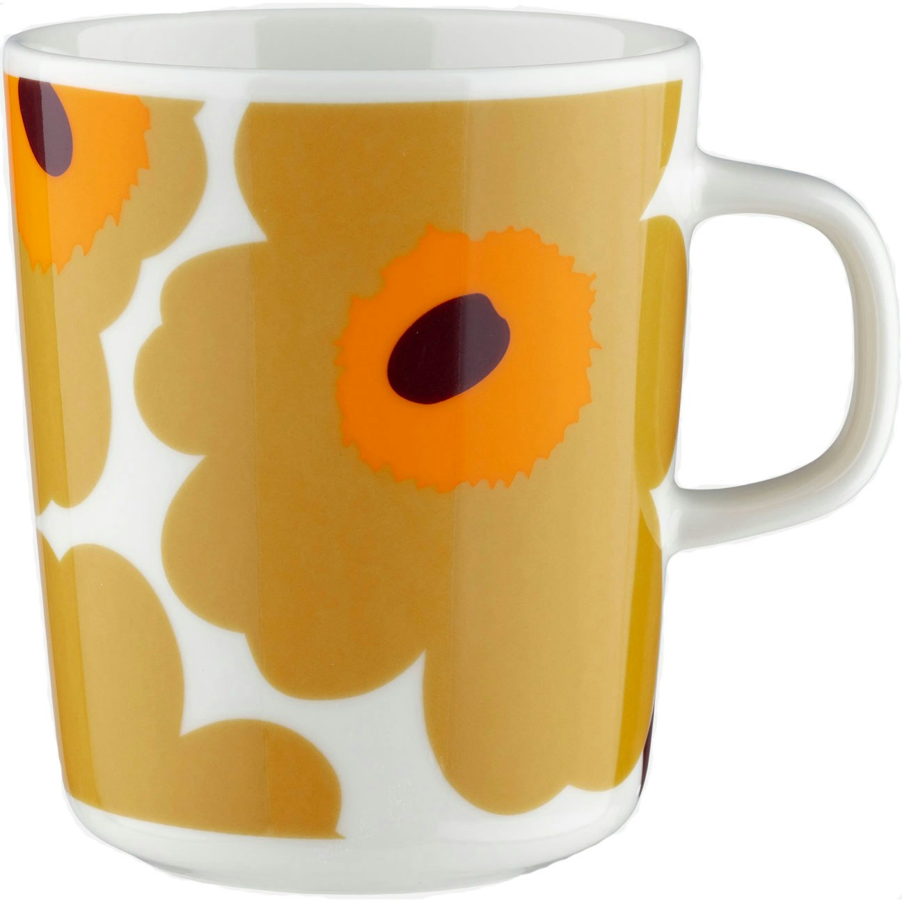 Marimekko Oiva/unikko Mugg 25 Cl / Caramel - Kaffekoppar Stengods Vit