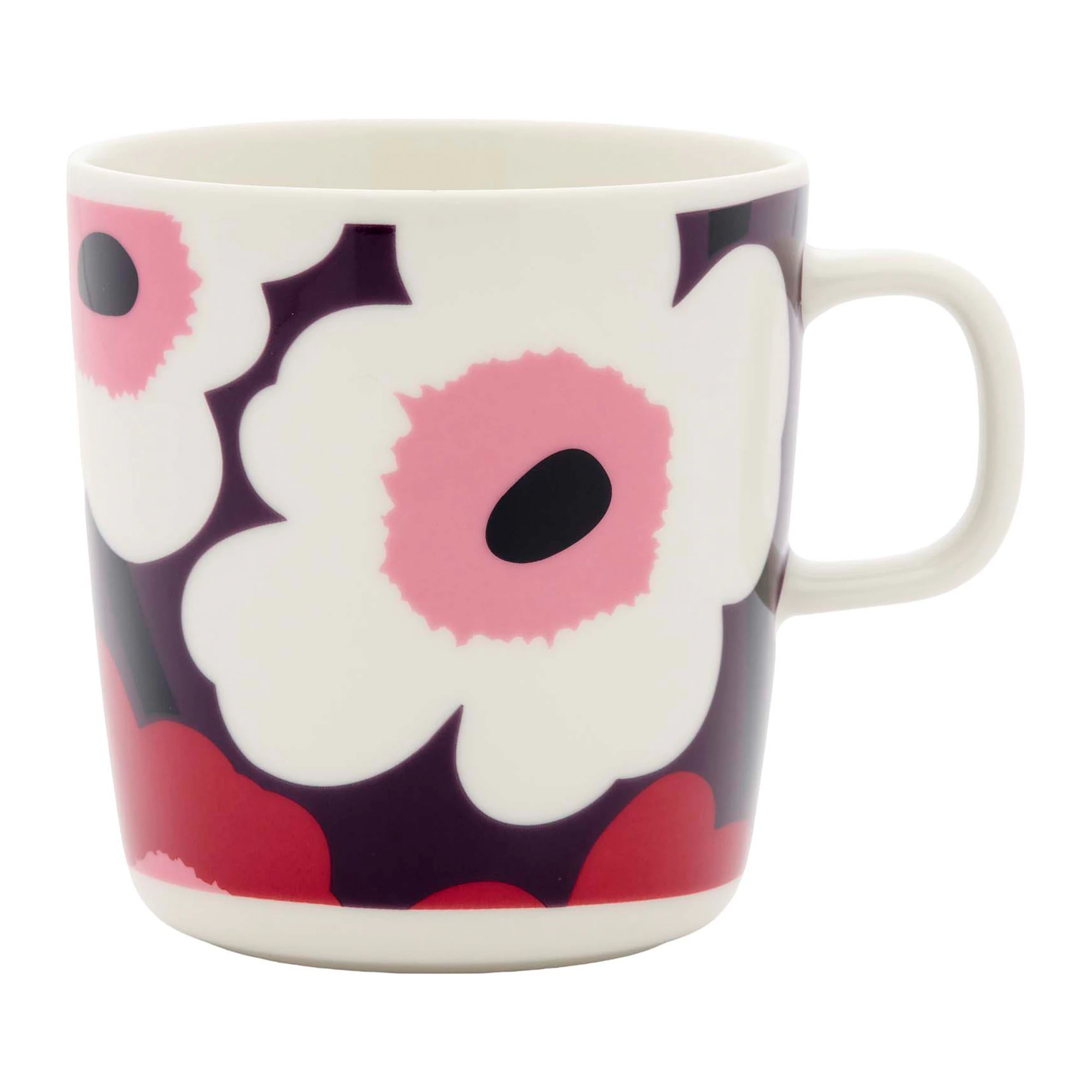 Marimekko Oiva/unikko Mugg 40 Cl Plommon / Cranberry / - Kaffekoppar Stengods Rosa