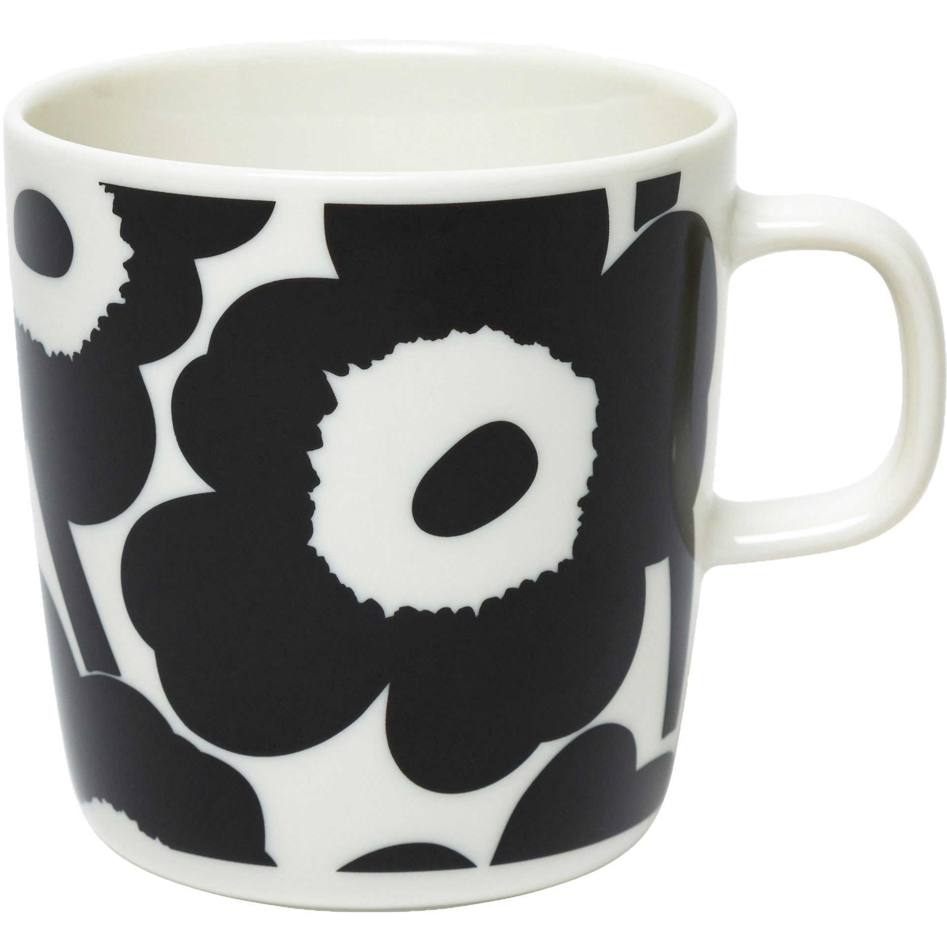 Marimekko Oiva/unikko Mugg 40 Cl / Vit - Kaffekoppar Stengods Svart