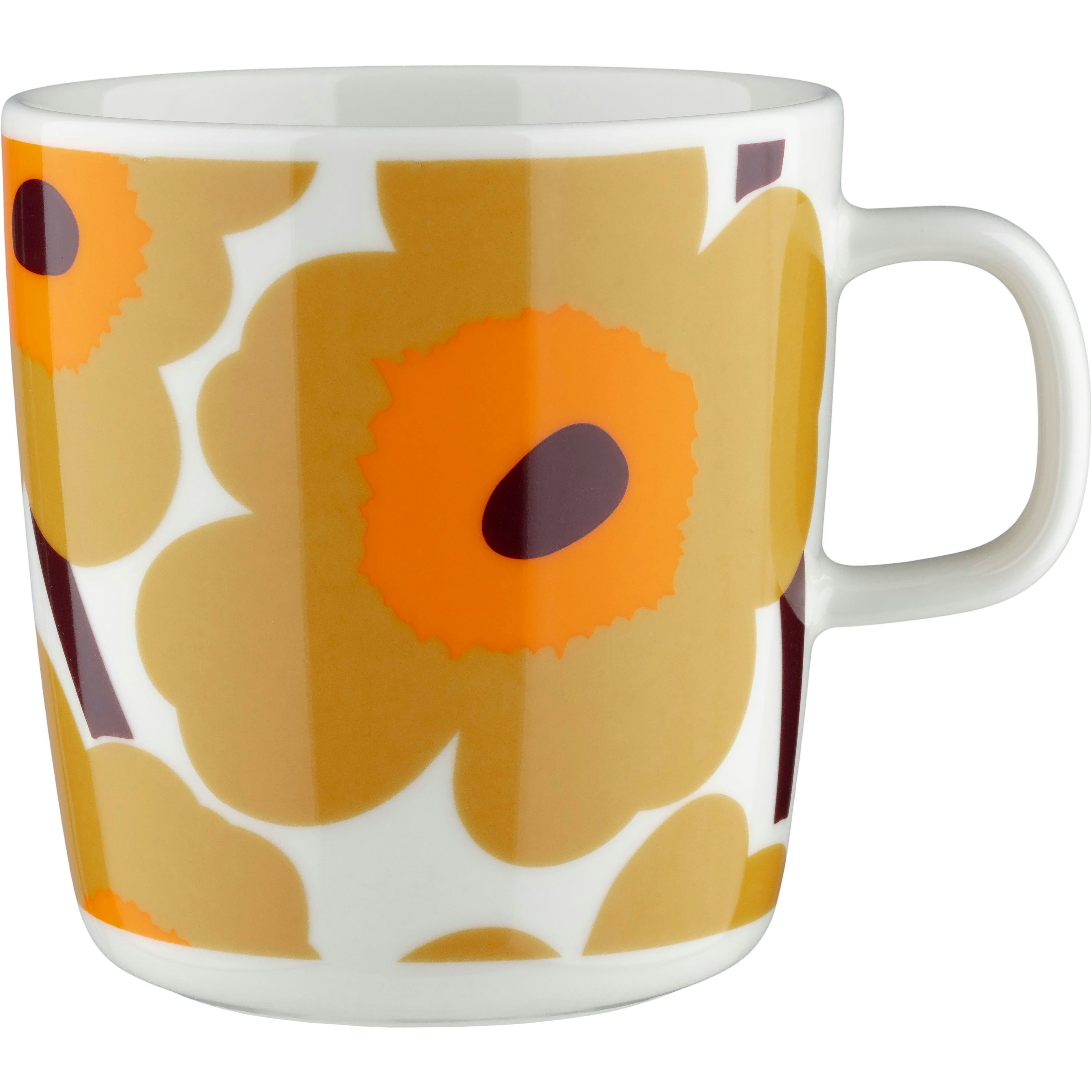 marimekko oiva/unikko mugg 40 cl / caramel - stengods vit