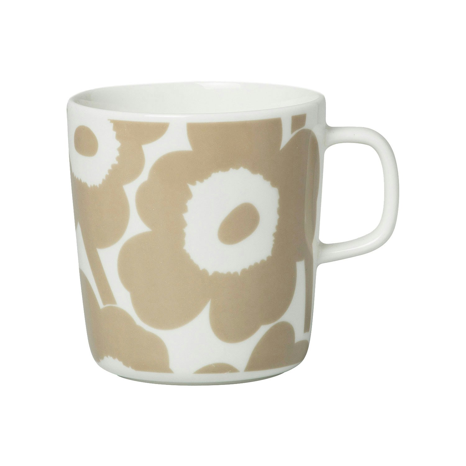 marimekko oiva/unikko mugg 40 cl beige / - stengods vit