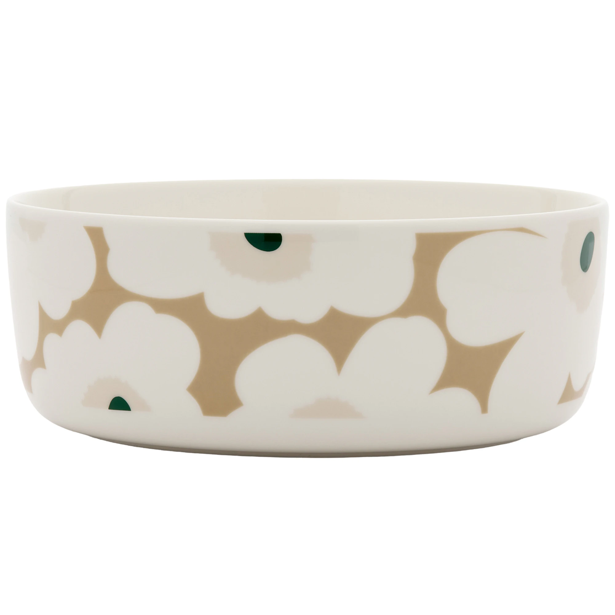 Marimekko Oiva/unikko Sk&aring;l 150 Cl / Light Sand - Serveringssk&aring;lar Stengods M&ouml;rkgr&ouml;n