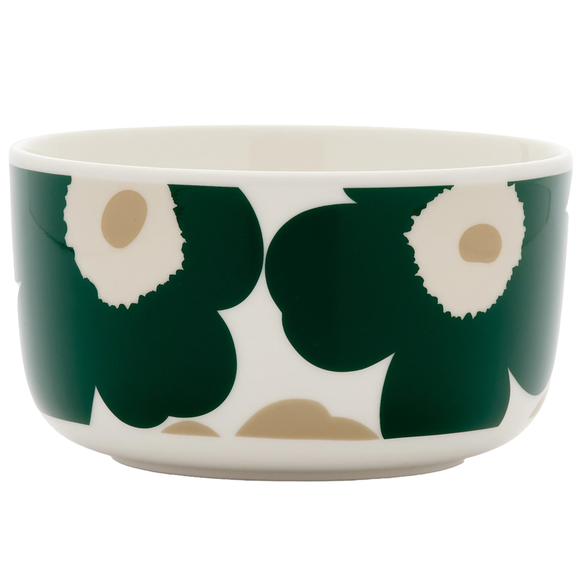 Marimekko Oiva/unikko Sk&aring;l 50 Cl / Light Sand - Serveringssk&aring;lar Stengods M&ouml;rkgr&ouml;n