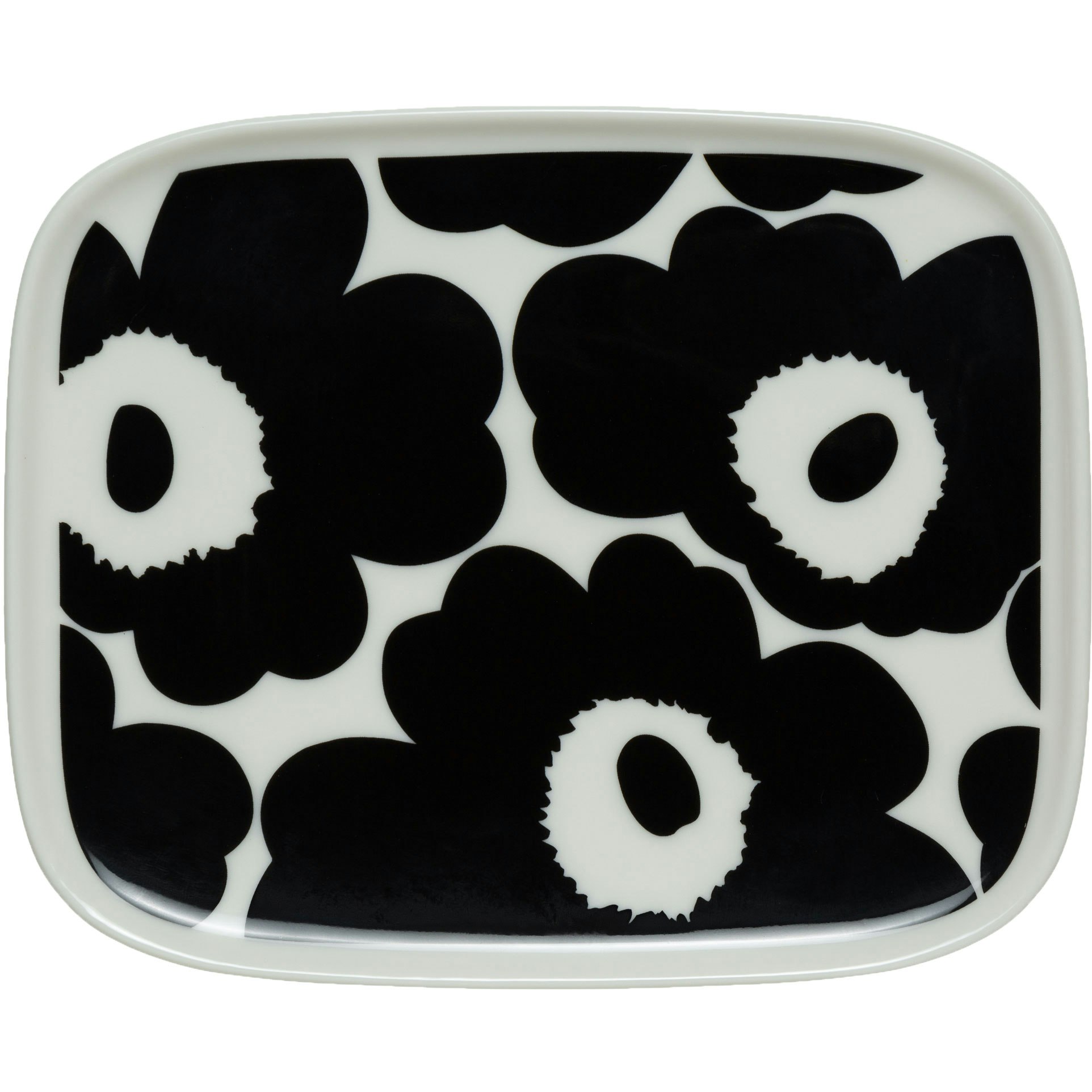 Marimekko Oiva/unikko Tallrik 12x15 Cm / Vit - Assietter Stengods Svart