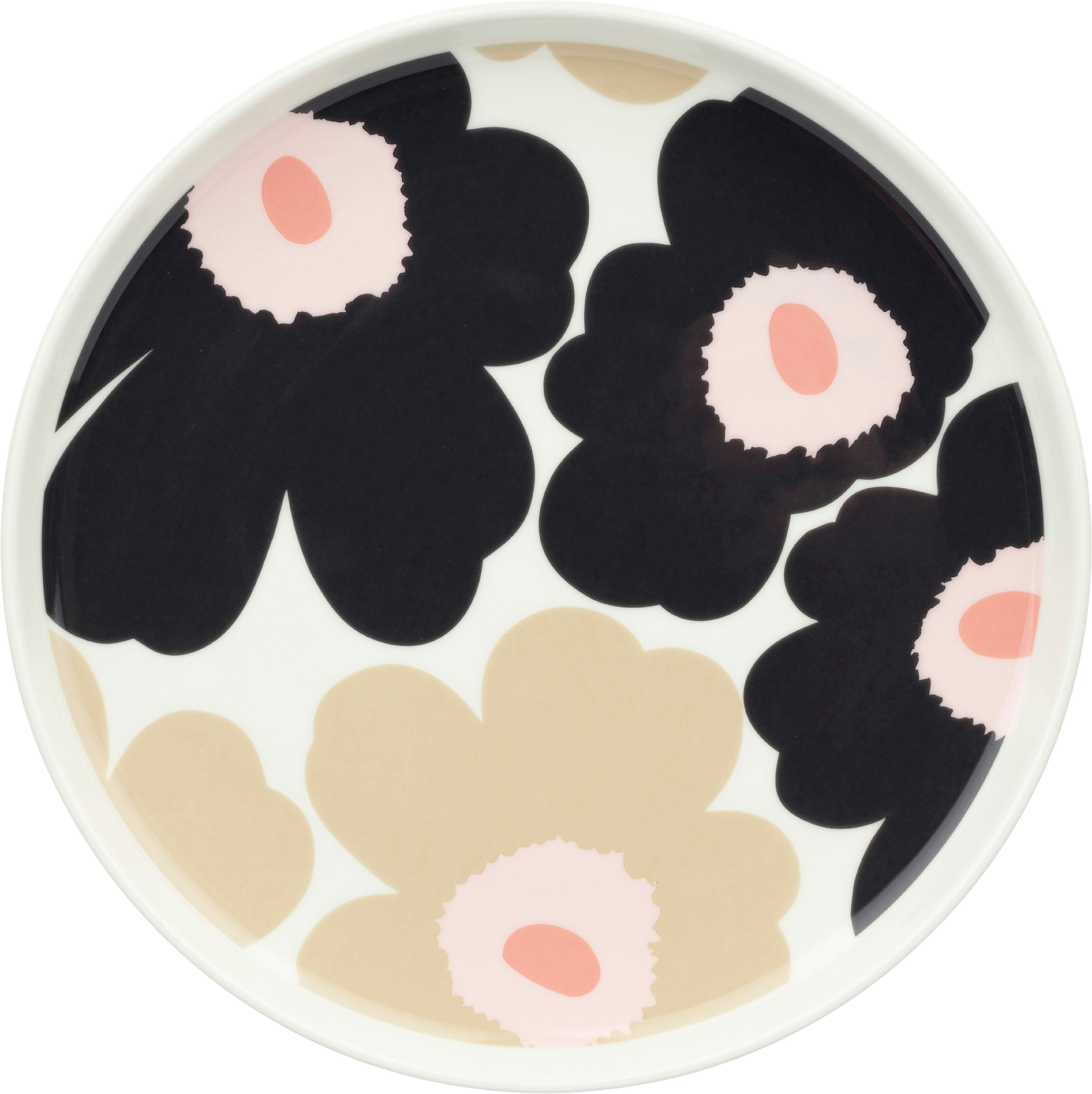 marimekko oiva/unikko tallrik ø20 cm sand / charcoal - stengods rosa
