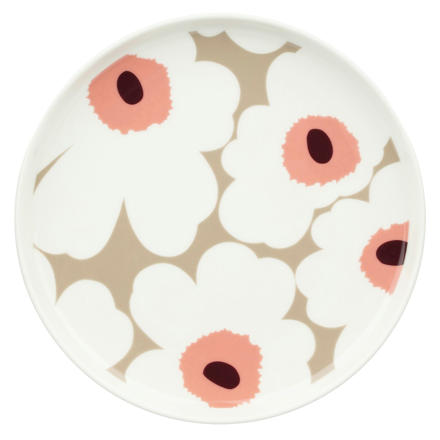 marimekko oiva/unikko tallrik ø20 cm clay / dark wine - stengods vit