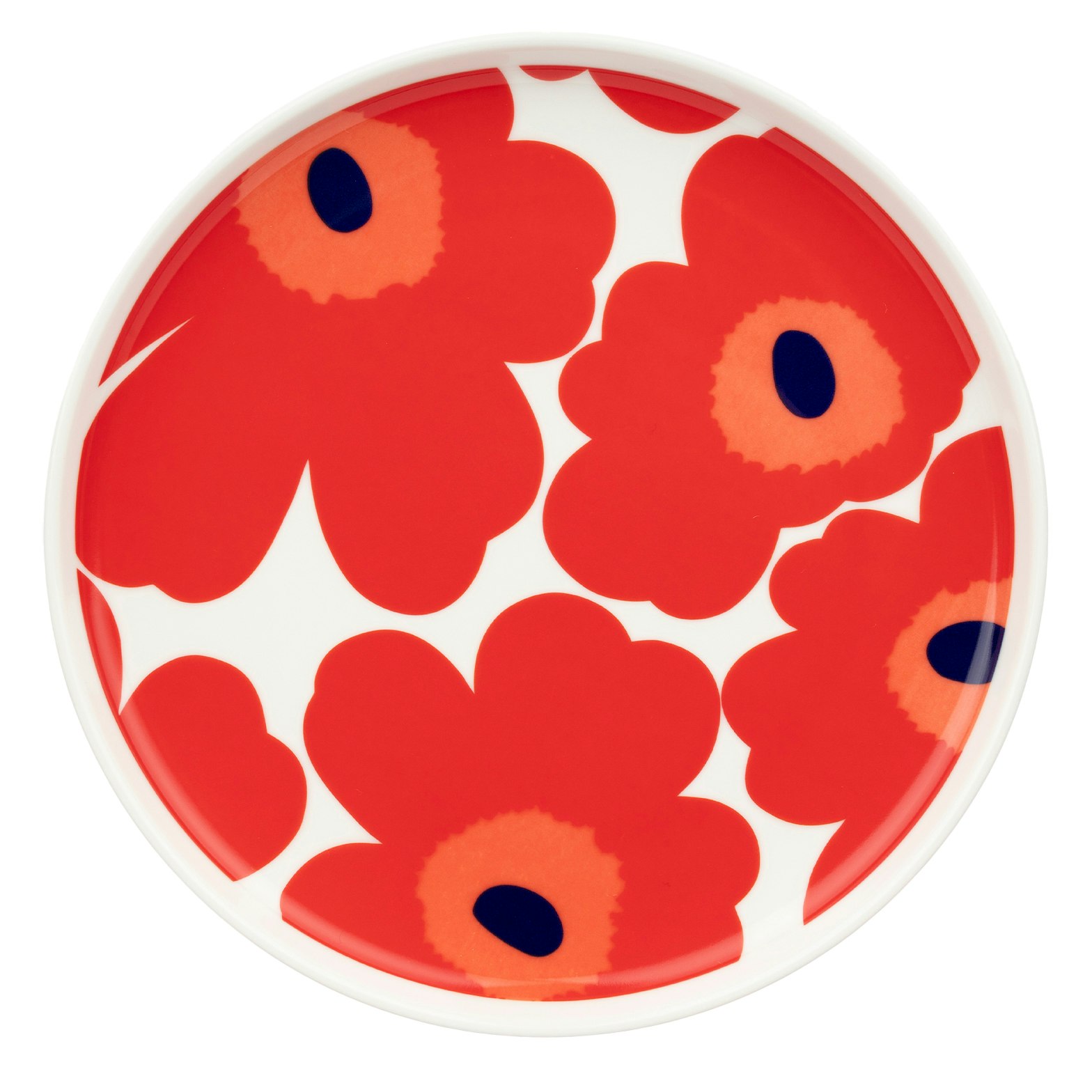 marimekko oiva/unikko tallrik ø20 cm röd - stengods vit