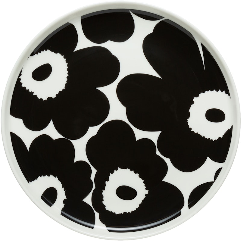 Oiva/Unikko Tallrik 20 cm, Svart / Vit