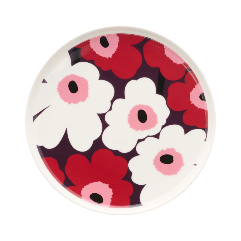 Oiva/Unikko Tallrik Ø25 cm, Plommon / Cranberry / Rosa