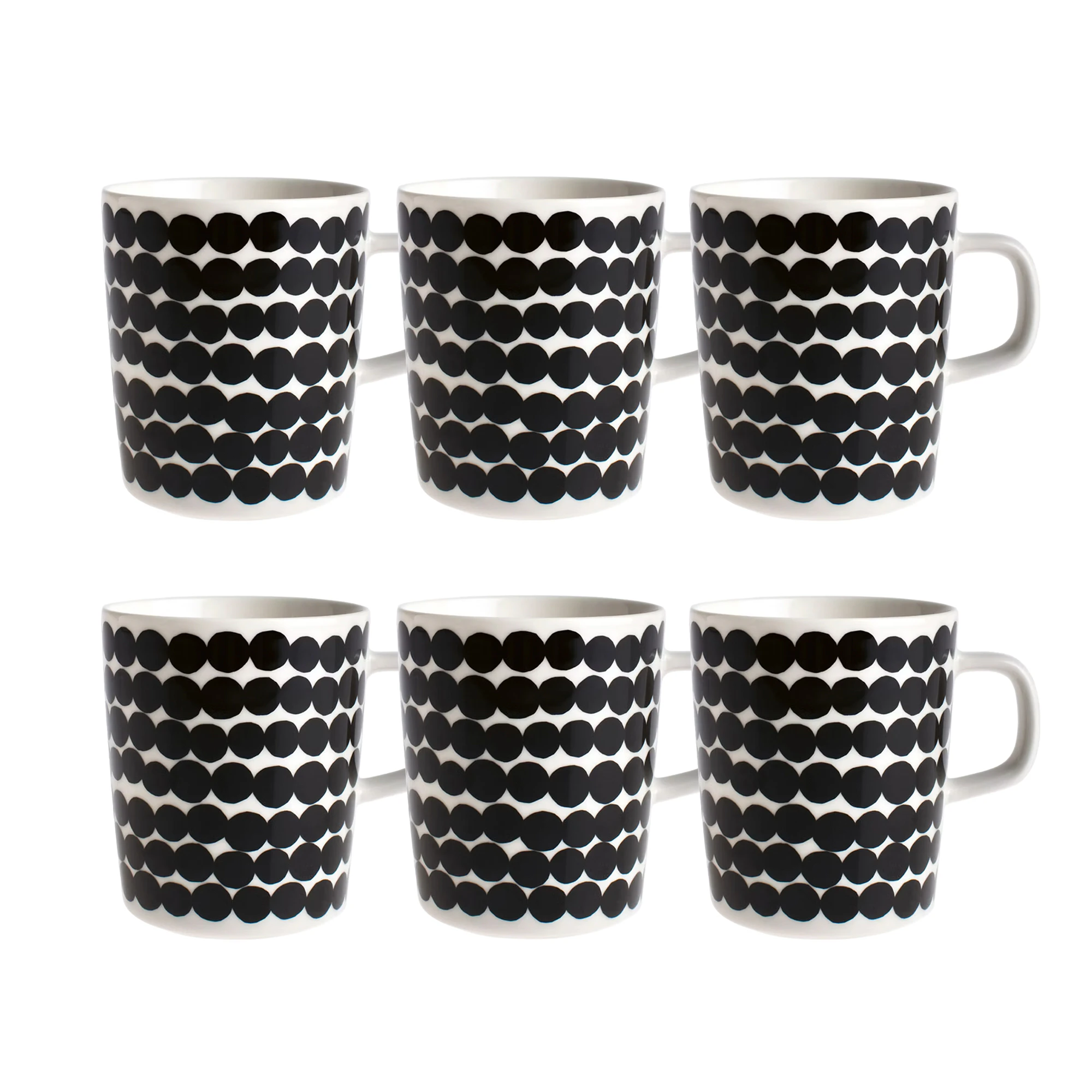 Marimekko Siirtolapuutarha Mugg 25 Cl 6-pack - Kaffekoppar Stengods Svart