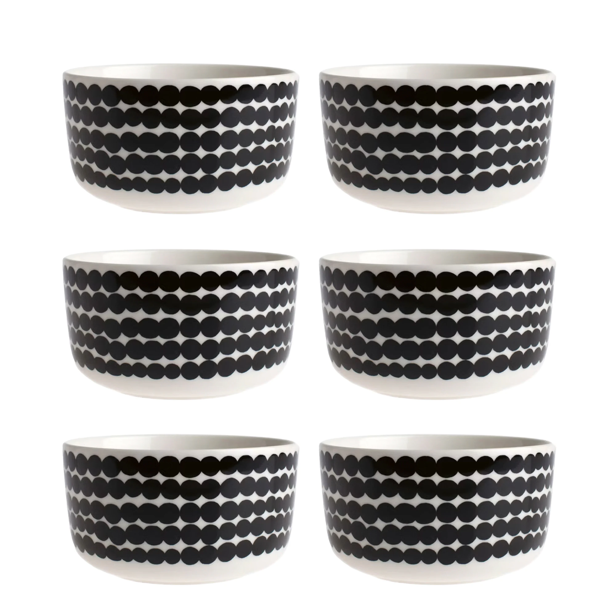 Marimekko Oiva/siirtolapuutarha Sk&aring;l 50 Cl 6-pack - Serveringssk&aring;lar Stengods Svart