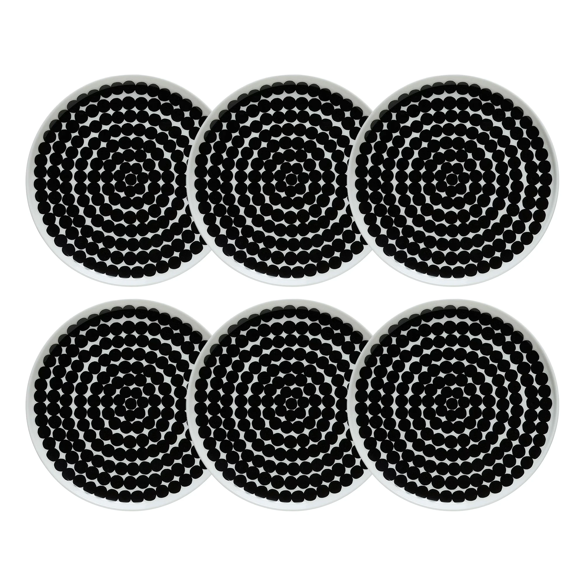 Marimekko Siirtolapuutarha Assiett 20 Cm 6-pack - Stengods Svart
