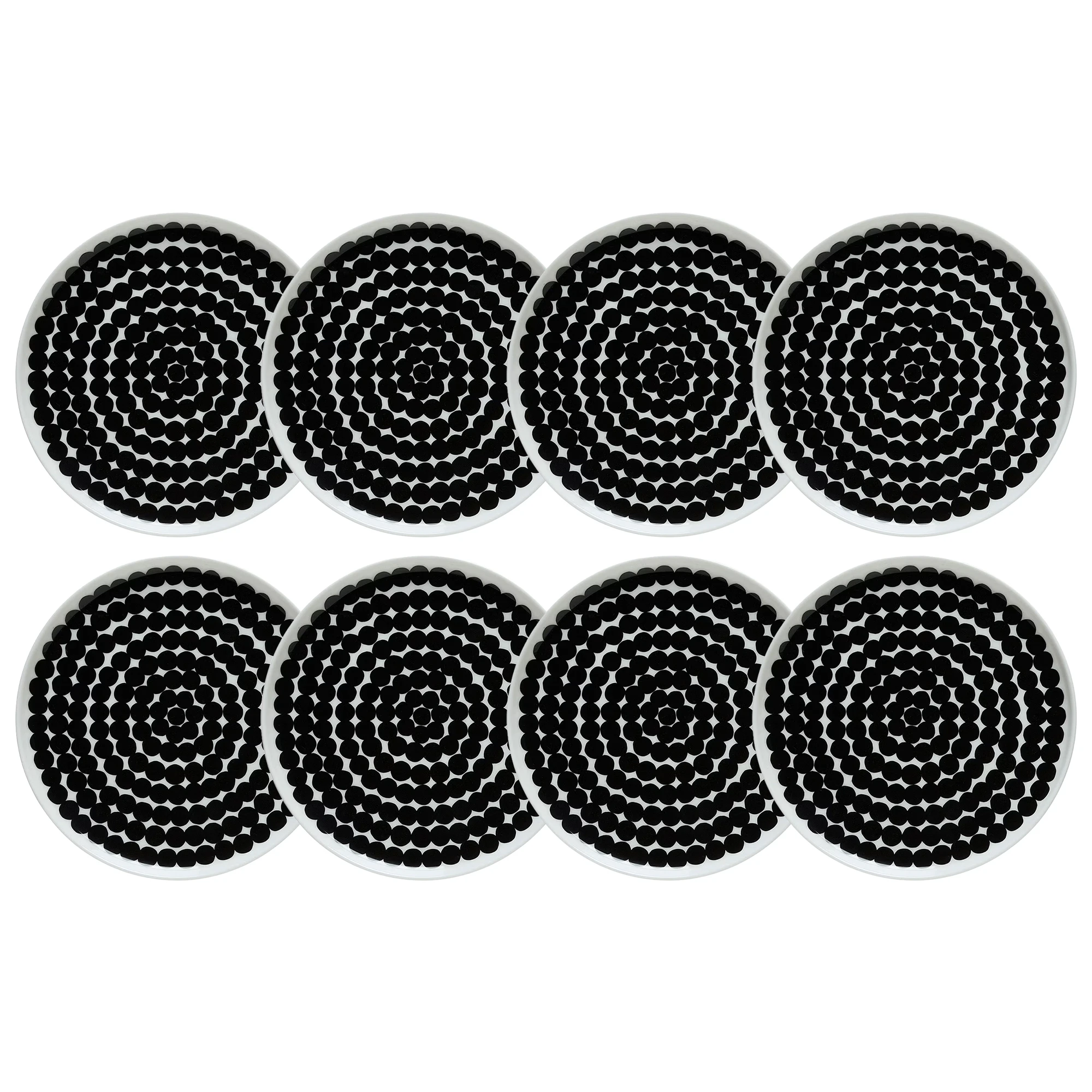 Marimekko Siirtolapuutarha Assiett 20 Cm 8-pack - Stengods Svart