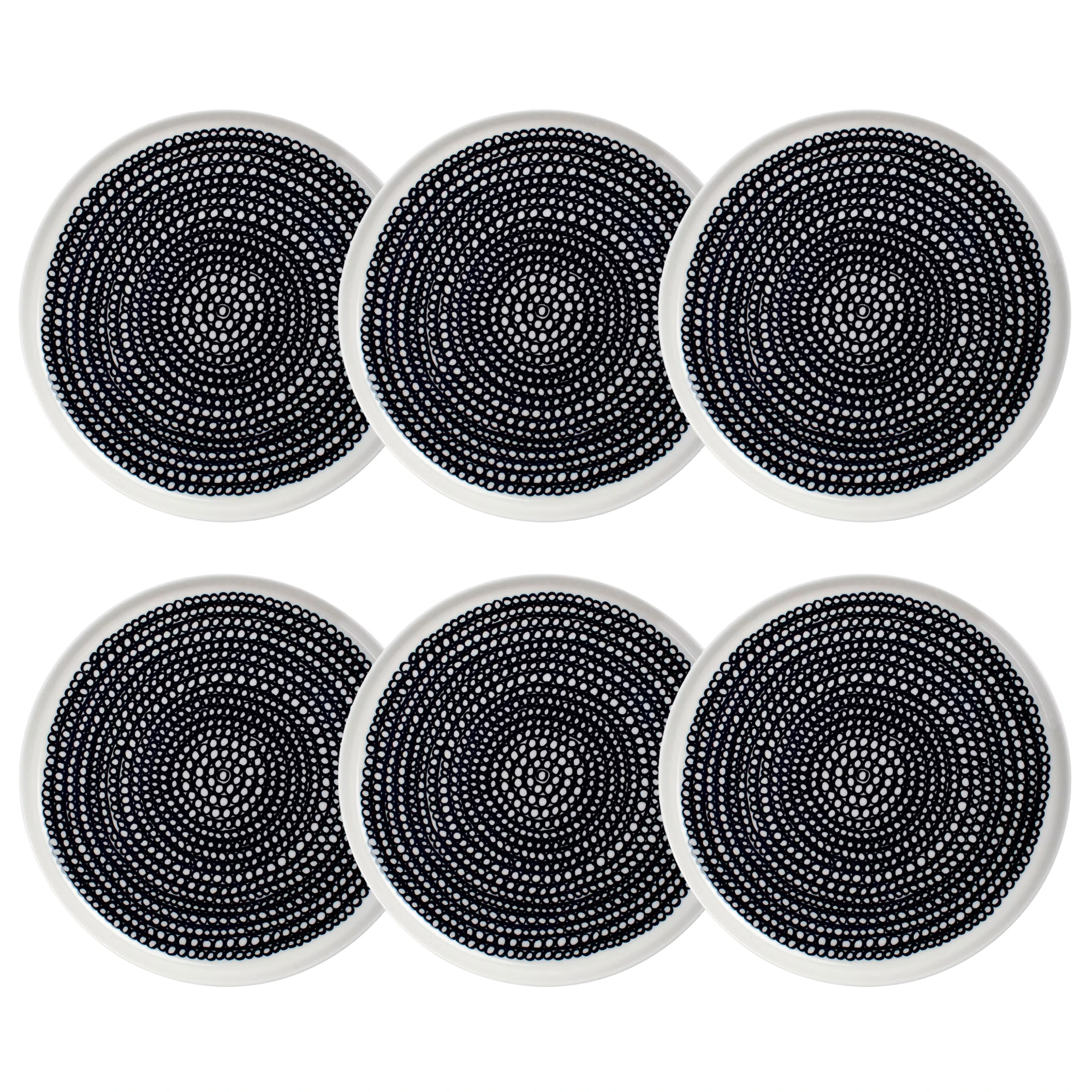 Marimekko Oiva/siirtolapuutarha Assiett 20 Cm 6-pack - Stengods Svart