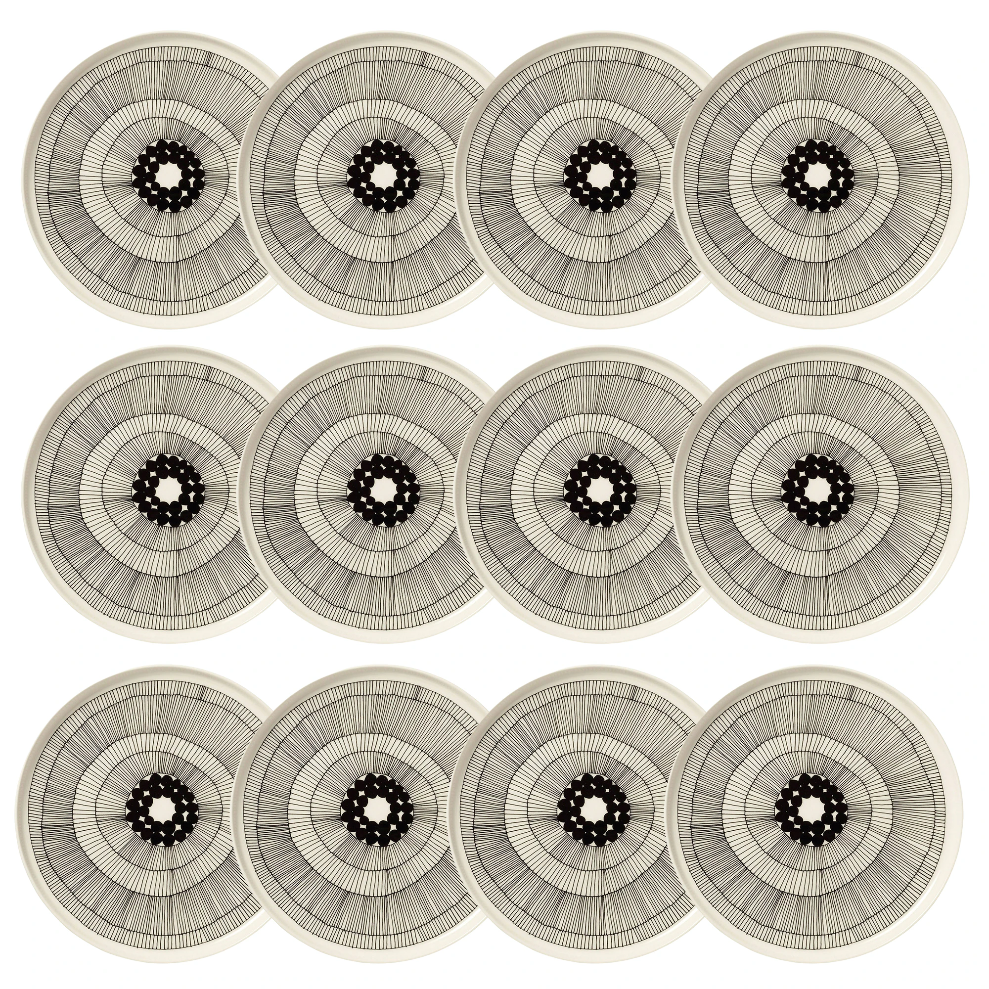 Marimekko Siirtolapuutarha Tallrik 25 Cm 12-pack - Stengods Svart