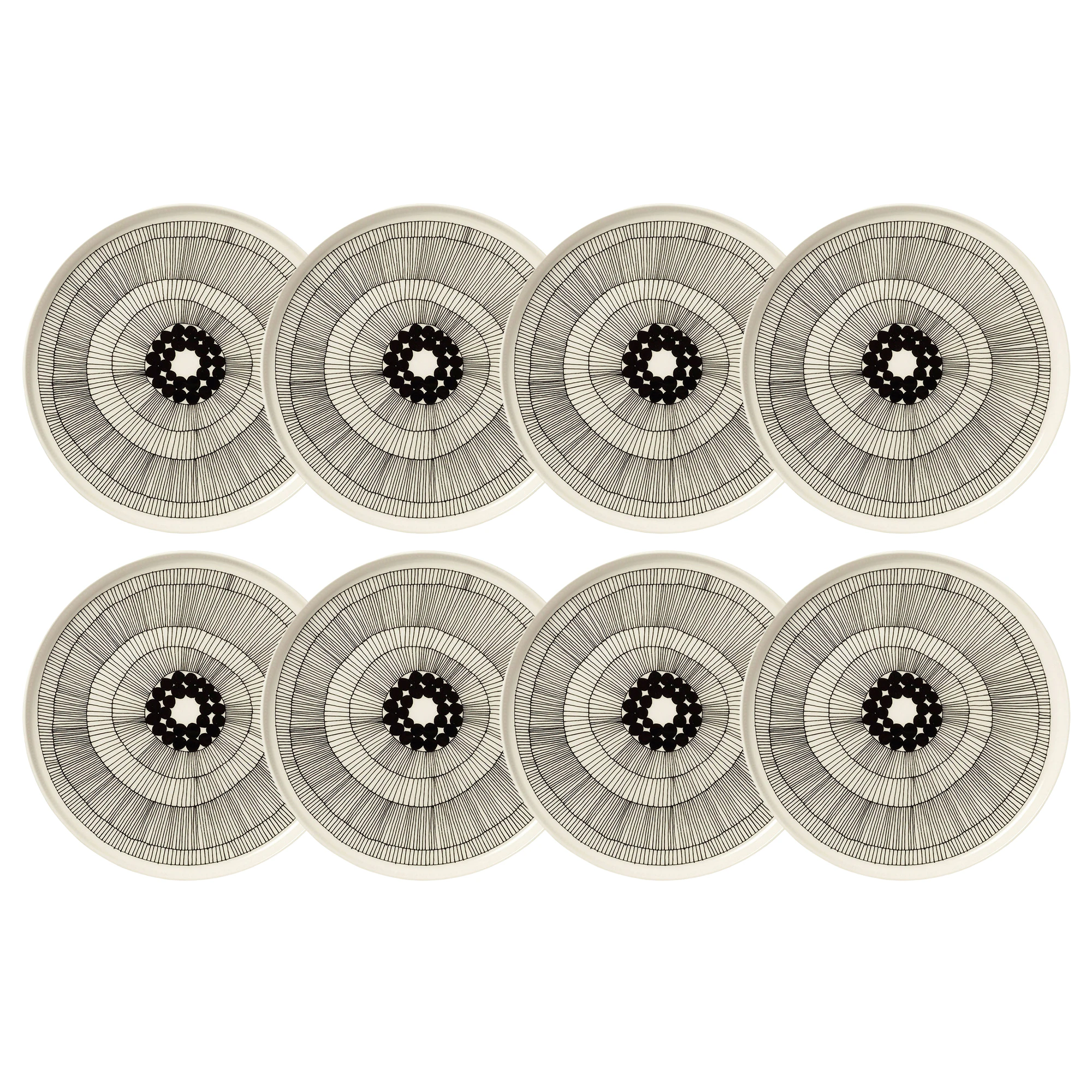 Marimekko Siirtolapuutarha Tallrik 25 Cm 8-pack - Stengods Svart