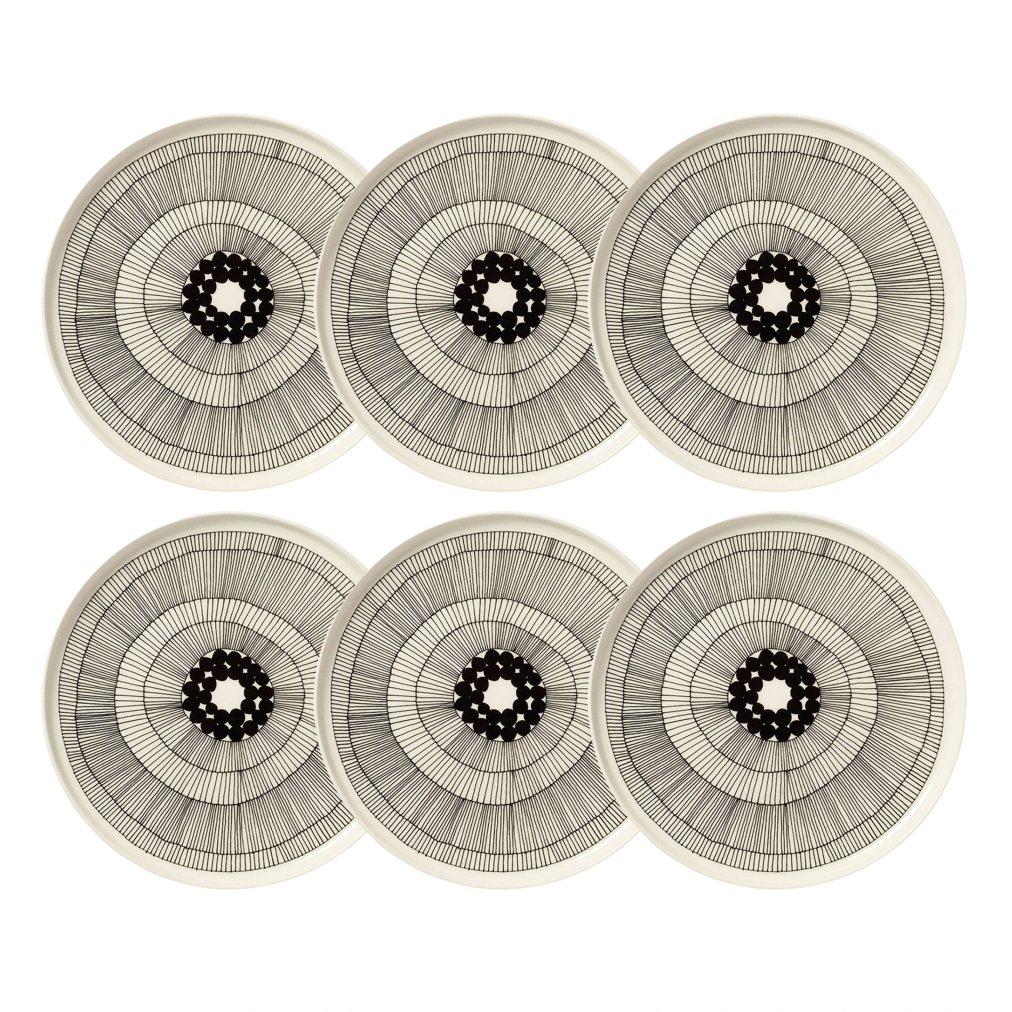 Marimekko Siirtolapuutarha Tallrik 25 Cm 6-pack - Stengods Svart