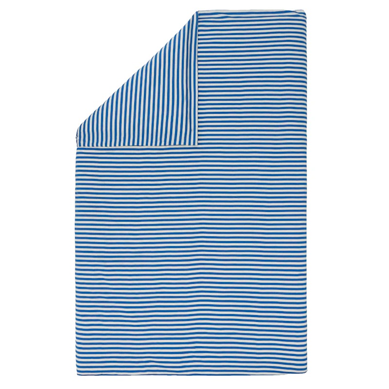 Tasaraita Påslakan 150x210 cm, Blå / Off-white