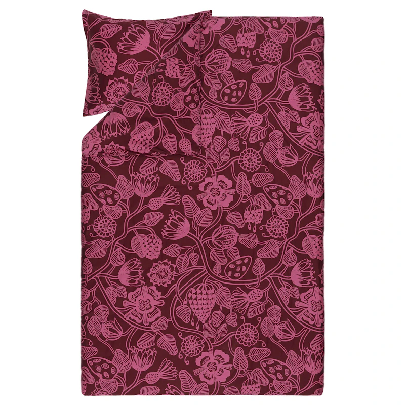Tiara Sateen Bäddset 150x210 + 50x60 cm, Rosa/Vinröd
