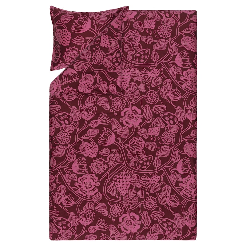 Tiara Sateen Bäddset 150x210 + 50x60 cm, Rosa/Vinröd