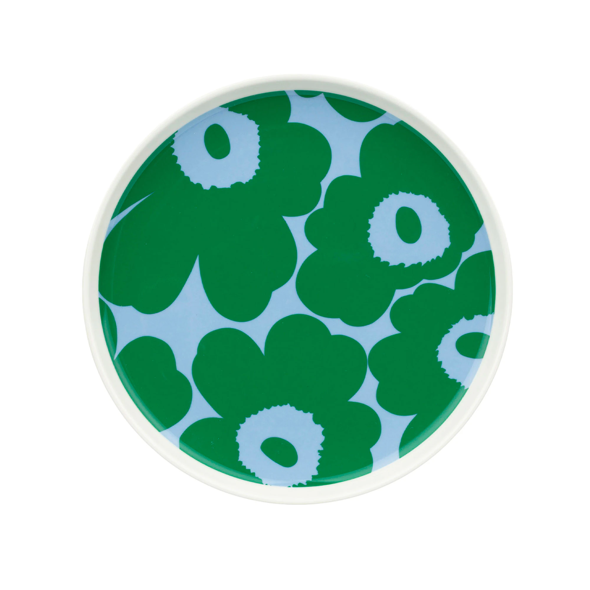 Marimekko Unikko Tallrik 20 Cm / Gr&ouml;n / It Blue - Assietter Stengods Vit