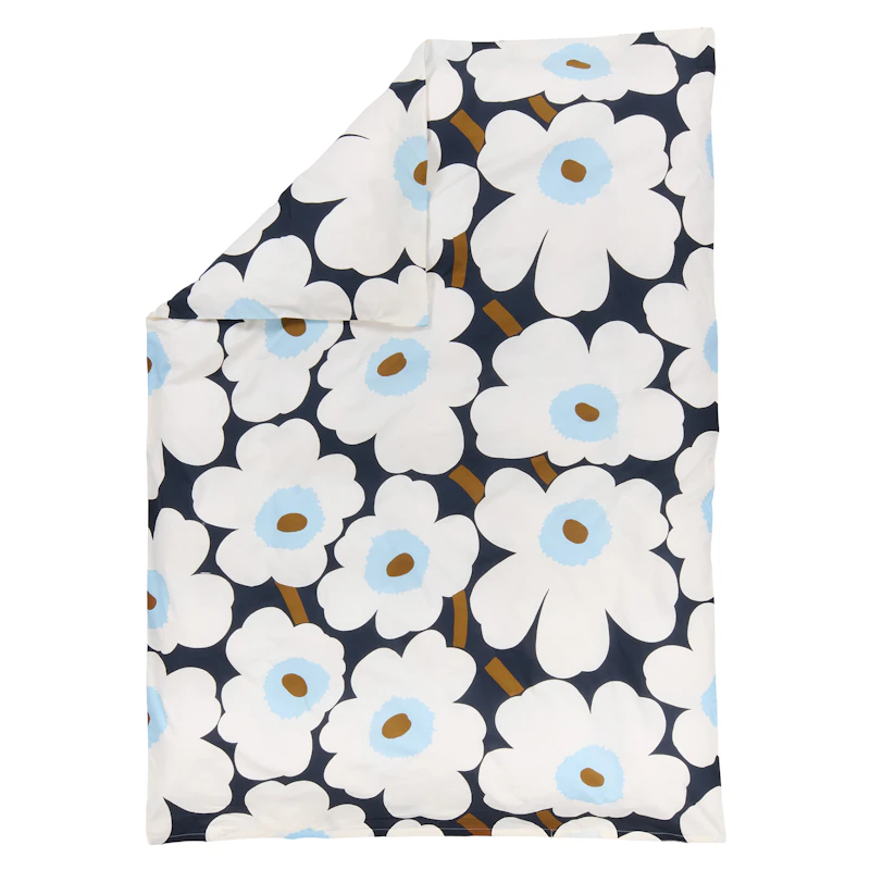 Unikko Påslakan 210x150 cm, Off-white / Blueberry