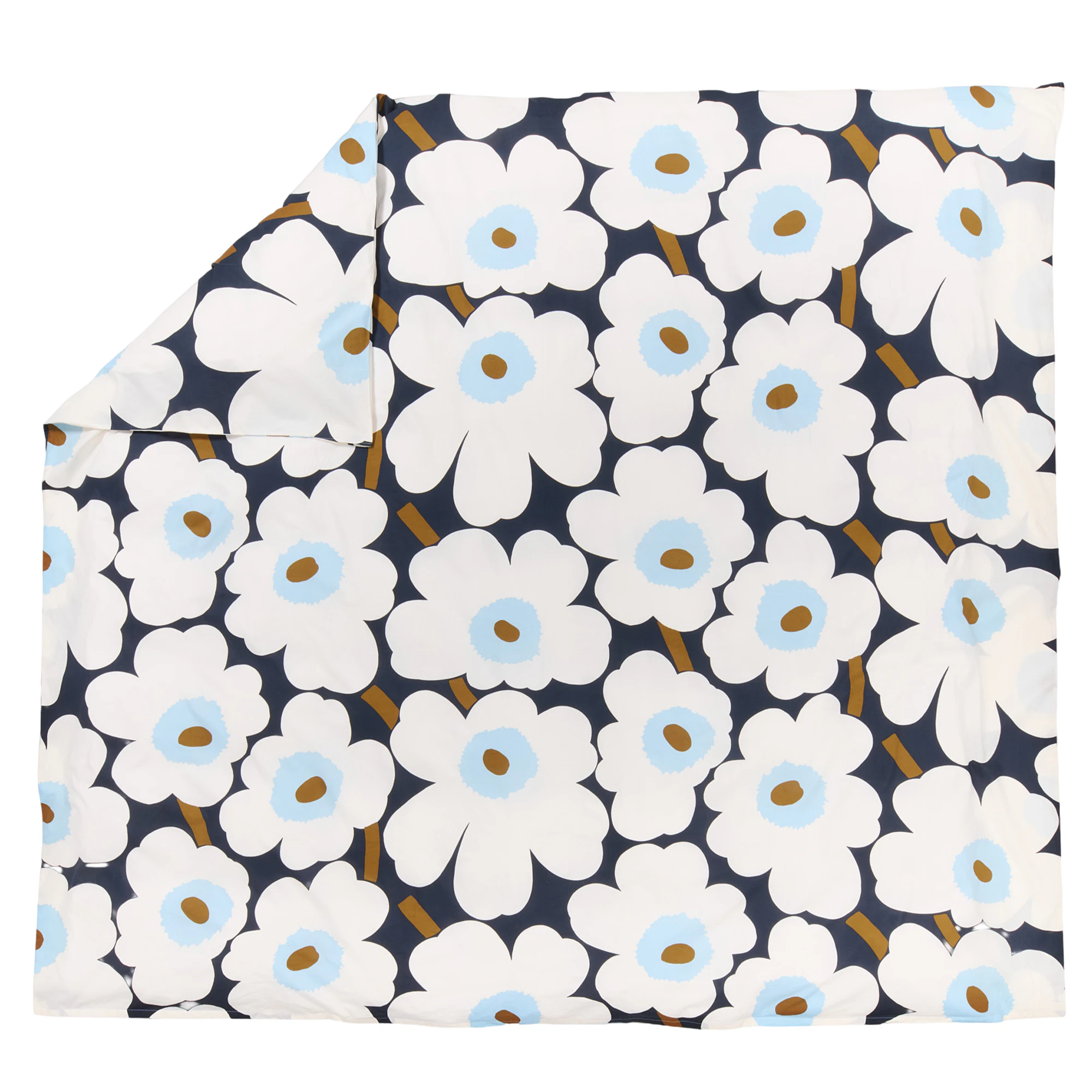 Marimekko Unikko Påslakan 220x240 Cm / Blueberry - Påslakan Bomull Off-White